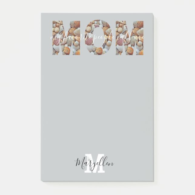 Mum Add Your Name and Monogram Seashell Post-it Notes (Front)