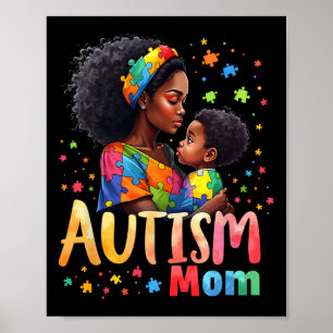 Mum Afro Autism Awareness Mama Black Autism Poster