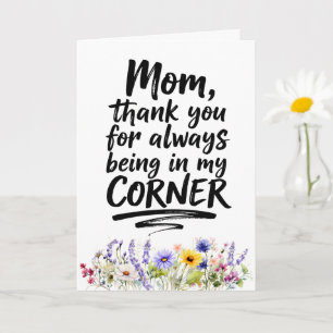 Mum Always In My Corner Watercolor Wildflower Card