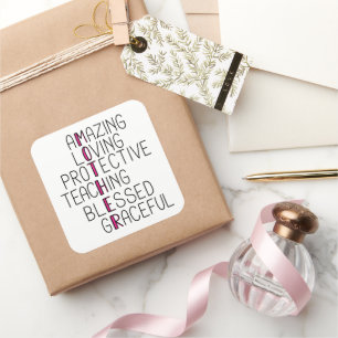 Mum Anagram Amazing Loving Protective Mother Square Sticker