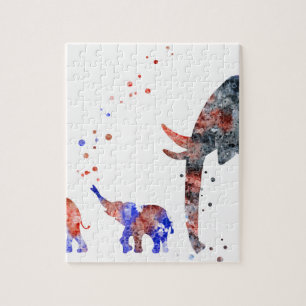 Mum and babies elephant, elephant family jigsaw puzzle
