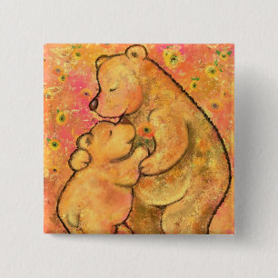 Mum and Baby Bear - Add Your Picture / Text / Name 15 Cm Square Badge