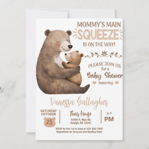 Mum and baby bear baby shower invitation. invitation