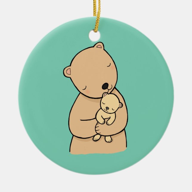 Mum and Baby Bear Custom Personalised Ornament (Front)