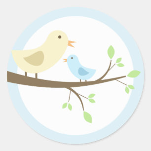 Mum and Baby Bird Classic Round Sticker