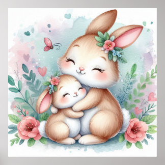 Mum and Baby Bunny Poster