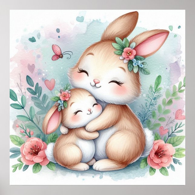 Mum and Baby Bunny Poster (Front)