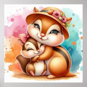 Mum and Baby Chipmunk Poster