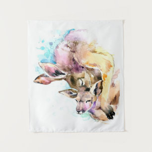 Mum and Baby Deer, Deer Family Gift,Funny Dauhgter Tapestry