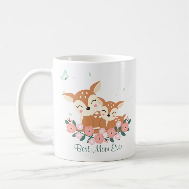 Mum and baby deer Mothers Day Coffee Mug (Left)