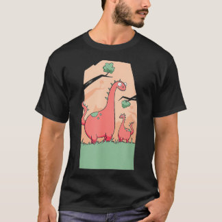 Mum And Baby Dinosaur Family Cute  T-Shirt