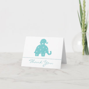 Mum and Baby Elephant Boy Folded Thank You Card
