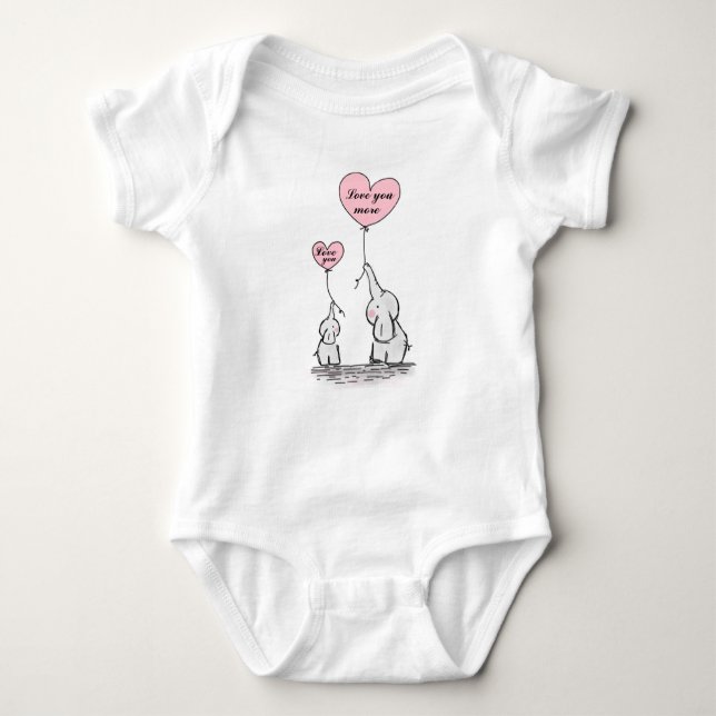 Mum and Baby Elephant Love You More Baby Bodysuit (Front)