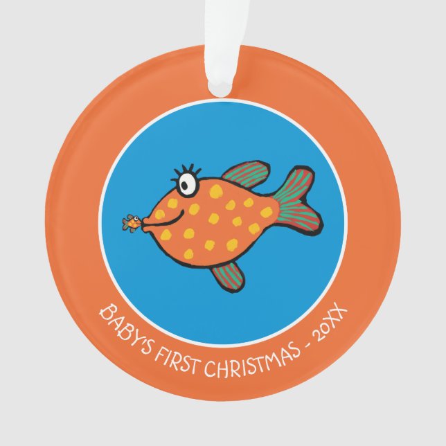 Mum and Baby Fish Kisses Ornament (Front)