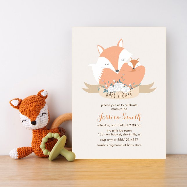 Mum and Baby Fox Baby Shower Invitation (Creator Uploaded)