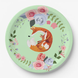 Mum And Baby Fox Baby Shower Paper Plate