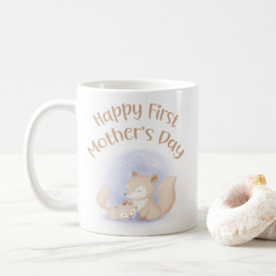Mum and baby foxes – happy first mother’s day coffee mug