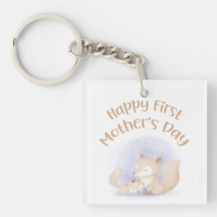 Mum and baby foxes – happy first mother’s day key ring