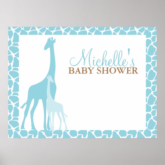 Mum and Baby Giraffe Baby Shower Welcome Sign (Front)