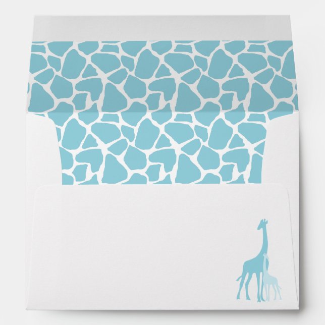 Mum and Baby Giraffe Boy Baby Shower Envelope (Back (Bottom))