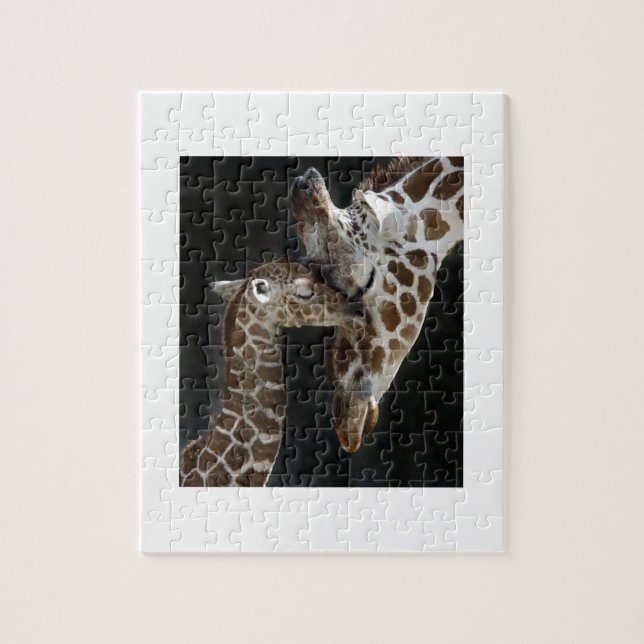 Mum and Baby Giraffe Cuddle Jigsaw Puzzle (Vertical)