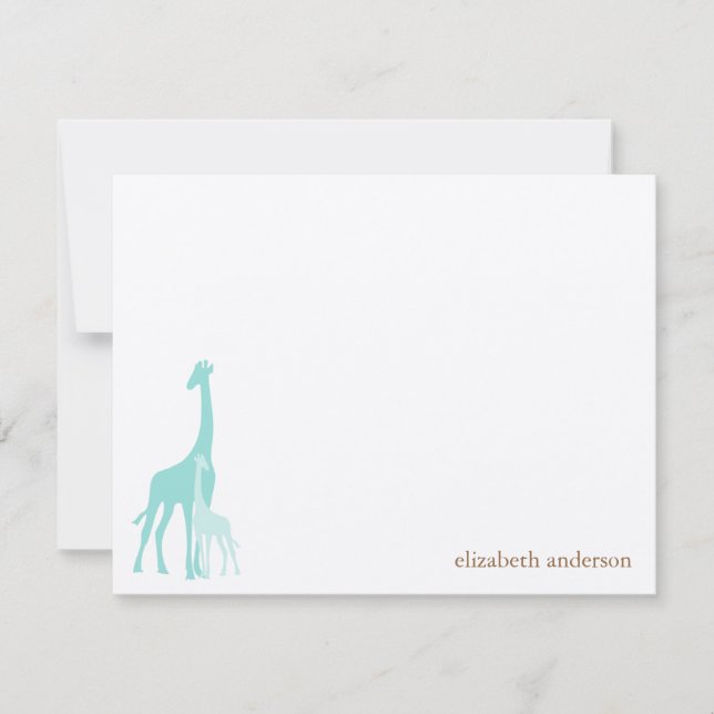 Mum and Baby Giraffe Flat Thank You Cards (Front)