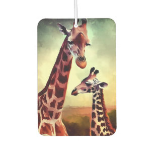 Mum And Baby Giraffe Oil Paint, Car Air Freshener