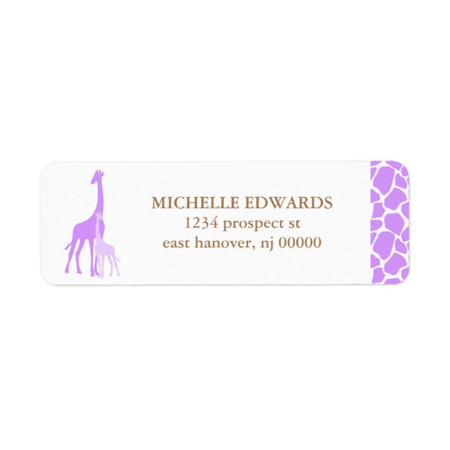 Mum and Baby Giraffe Return Address Label (Front)