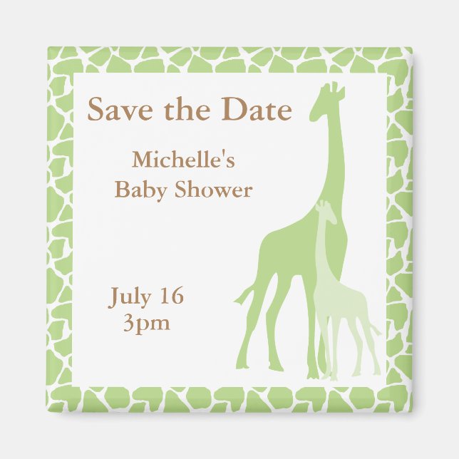 Mum and Baby Giraffe Save the Date Magnets (Front)
