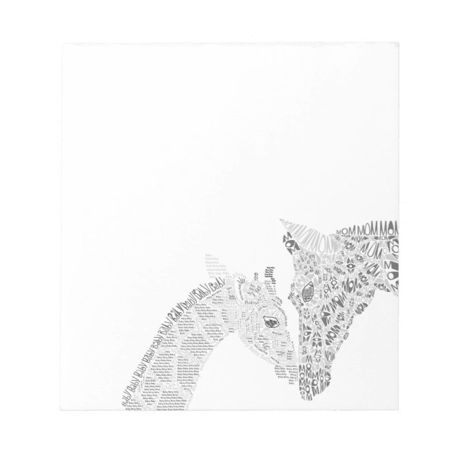 Mum and Baby Giraffe Typography Notepad (Front)