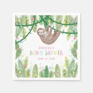 Mum and Baby Girl Sloth Jungle theme Napkin
