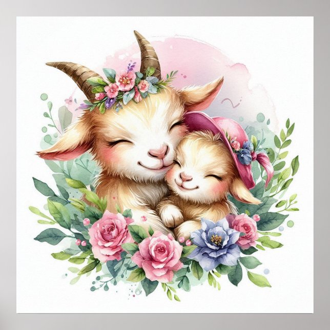 Mum and Baby Goat Poster (Front)