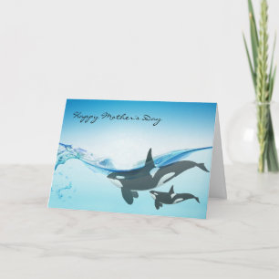 Mum and Baby Orca Whales Mother's Day Card