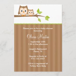 Mum and Baby Owl Baby Shower Invitations