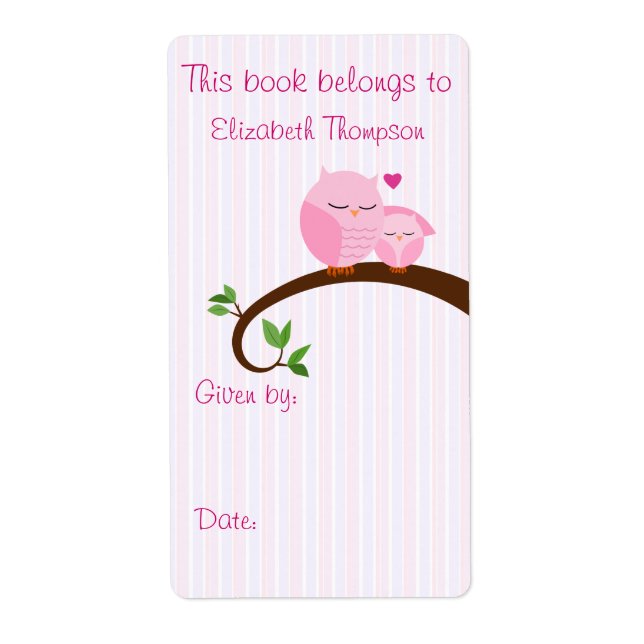 Mum and Baby Owl Book Label (Front)