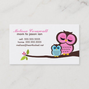 Mum and Baby Owl Calling Cards