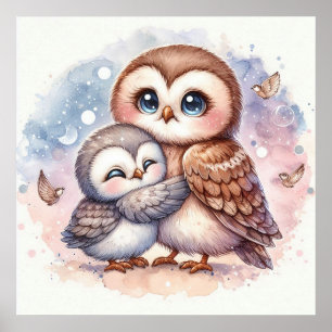 Mum and Baby Owl Poster