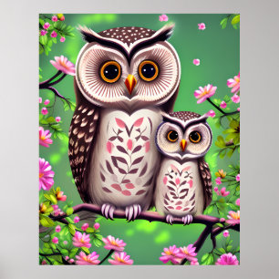 Mum and Baby Owl Poster
