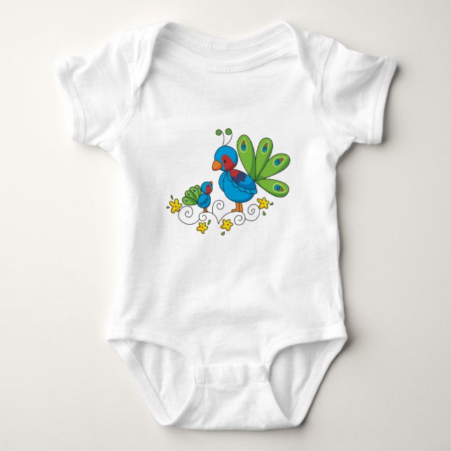Mum and Baby Peacock Baby Bodysuit (Front)