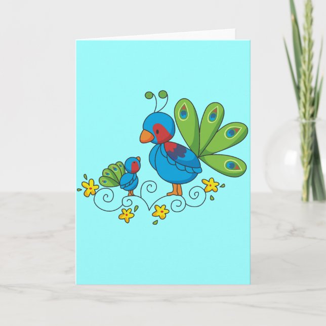 Mum and Baby Peacock Card (Front)