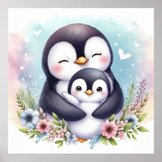Mum and Baby Penguin Poster (Front)