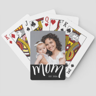 Mum and Baby Photo Custom Year Established Playing Cards