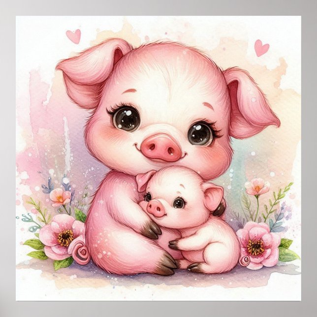 Mum and Baby Pig Poster (Front)