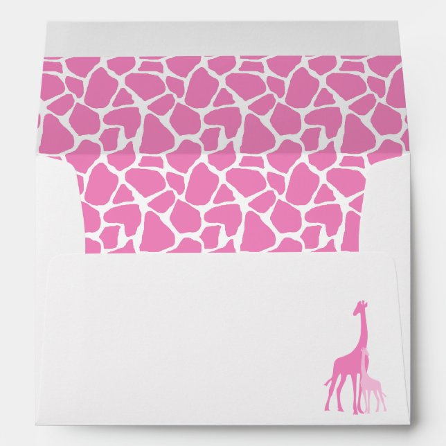 Mum and Baby Pink Giraffes Baby Shower Envelope (Back (Bottom))