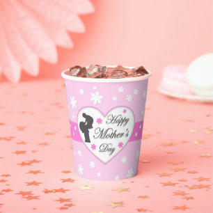 Mum and baby pink Mother's day Paper Cups