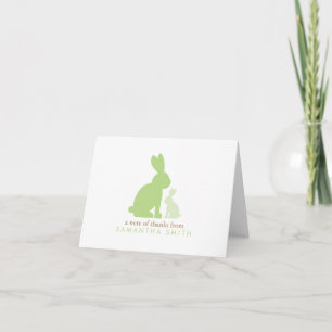 Mum and Baby Rabbits Green Baby Shower Thank You Card