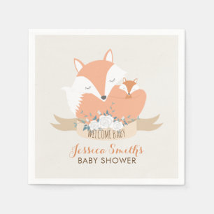 Mum and Baby Red Fox Baby Shower Napkin