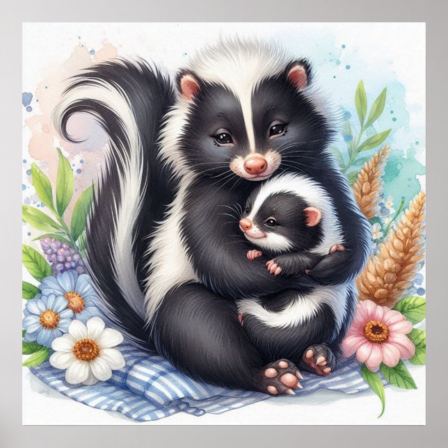 Mum and Baby Skunk Poster (Front)