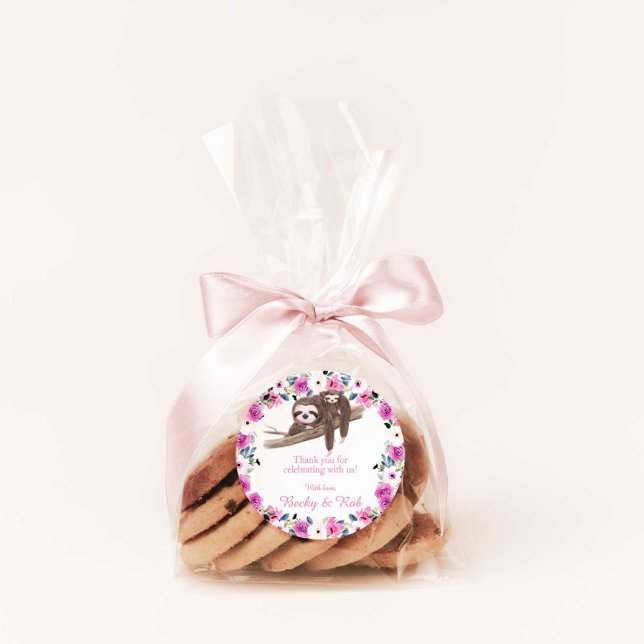 Mum and Baby Sloth Thank You Round Sticker (Creator Uploaded)