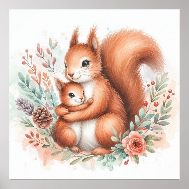 Mum and Baby Squirrel Poster (Front)